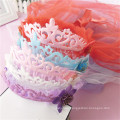 Crown Tiara Wreath Long Veil Princess Kids Headband Children's Party Festival Hair Accessories Hairband Korean Handmade Gift